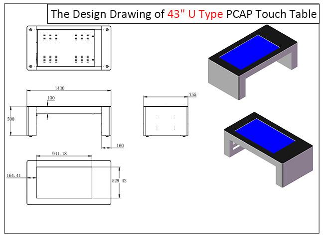 Pantalla táctil interactiva digital de la tabla de té de la nueva pantalla tácticl LCD del diseño de 43 pulgadas