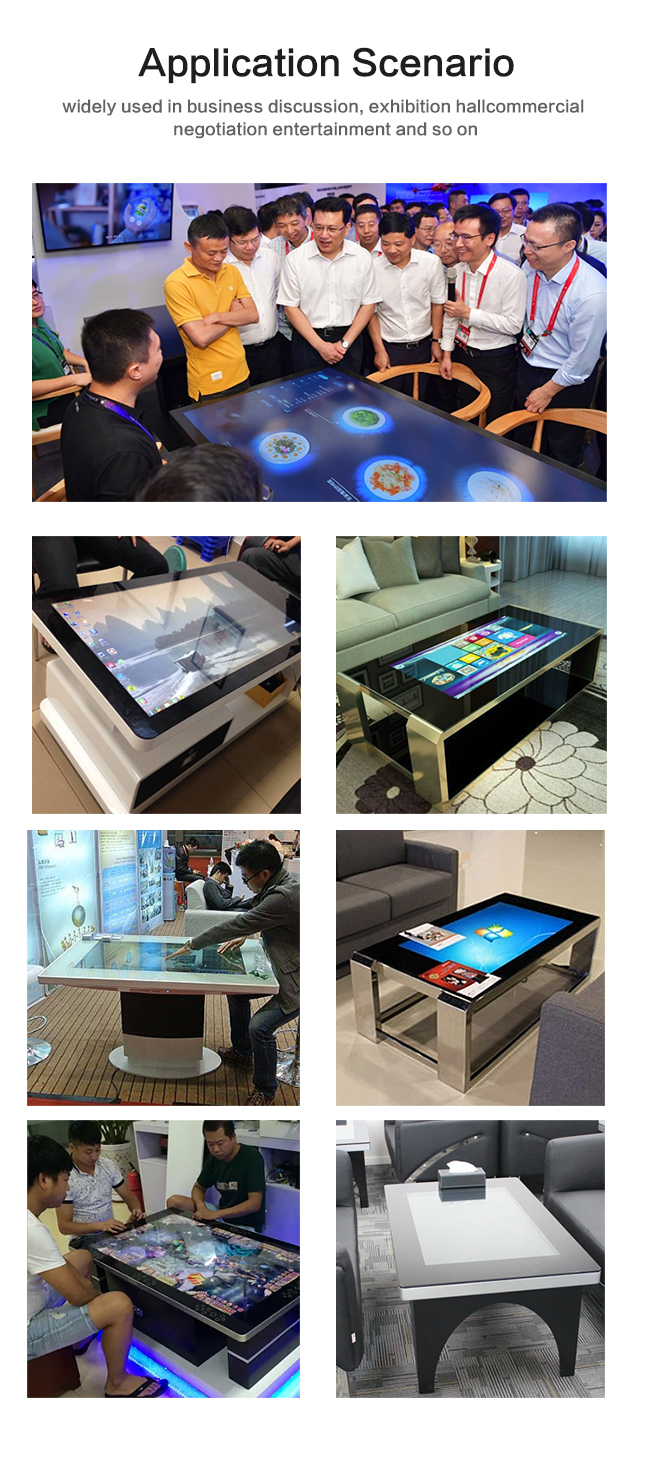Cajón derecho libre tabla elegante de la pantalla táctil del lcd de 43 pulgadas del sistema del juego androide interactivo interior del café