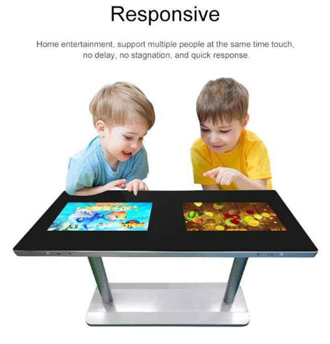 Mesa de centro interactiva de la pantalla dual elegante del tacto de Android/de Windows para encontrar el quiosco video publicitario de la exhibición