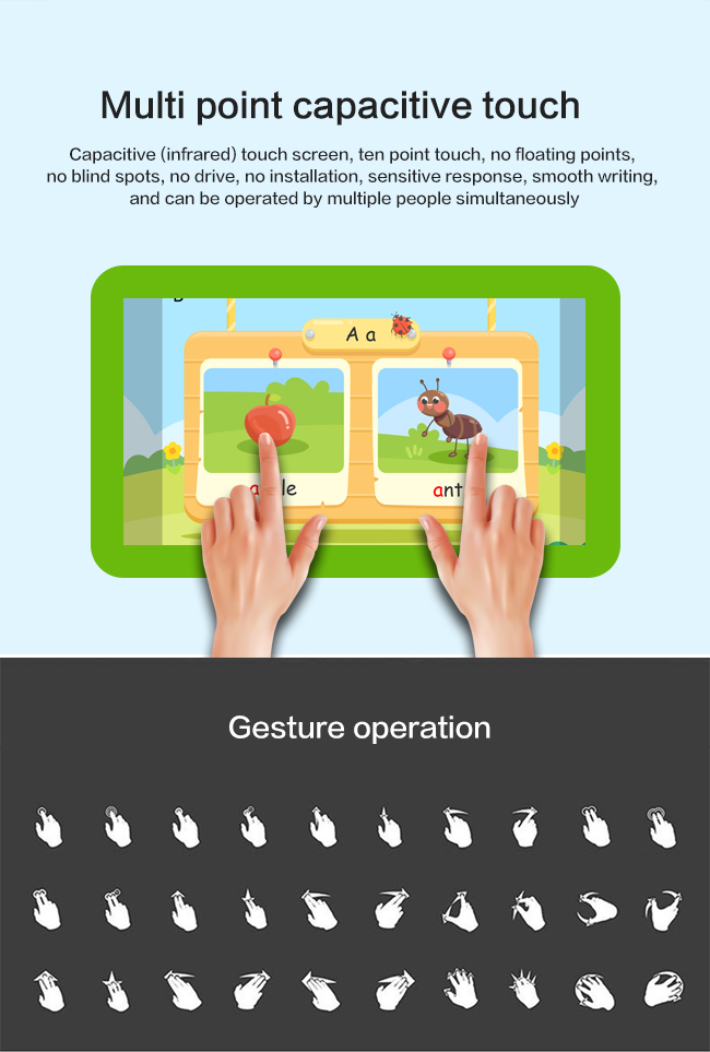 Tabla multi interactiva del tacto de Android de los niños con la pantalla táctil capacitiva