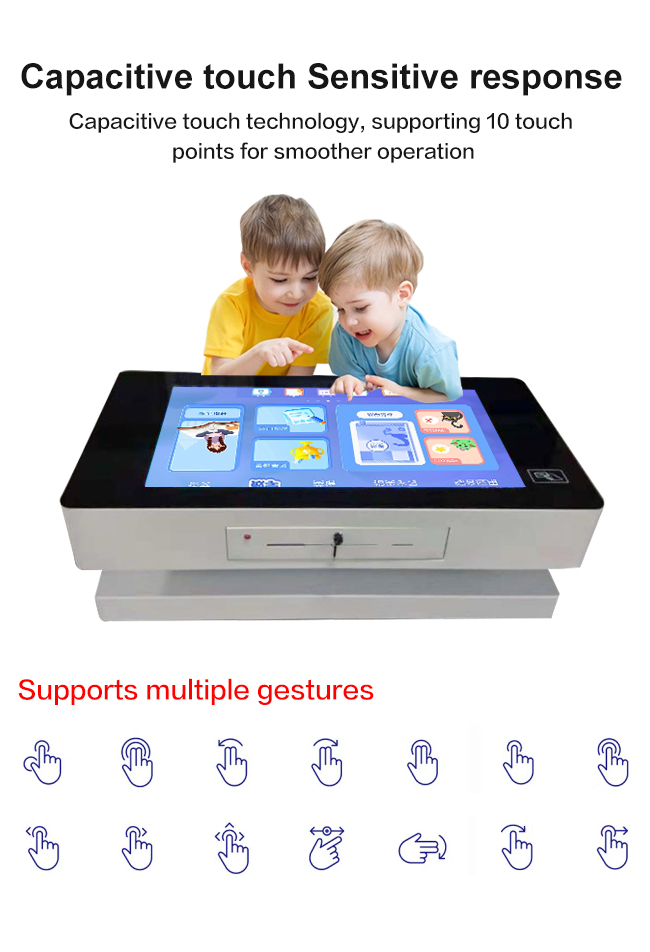 Multi-touch interactivo modificado para requisitos particulares del té de 55 pulgadas del tacto del café del juego del LCD de la tabla del quiosco elegante del jugador con la PC /Android de Windows