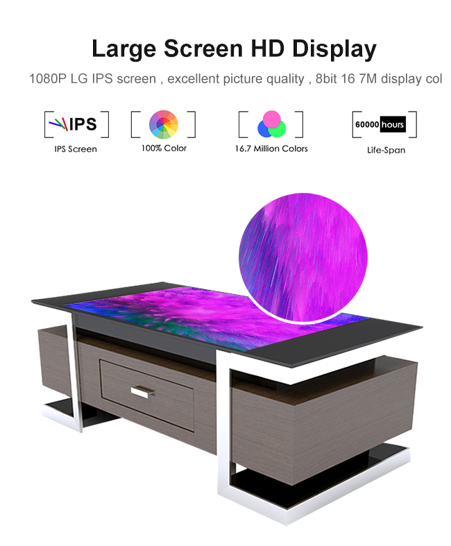 Tabla de juego interior multifuncional del café de la pantalla táctil del monitor del OS LCD de Windows del estilo del cajón de la mesa de centro del tacto