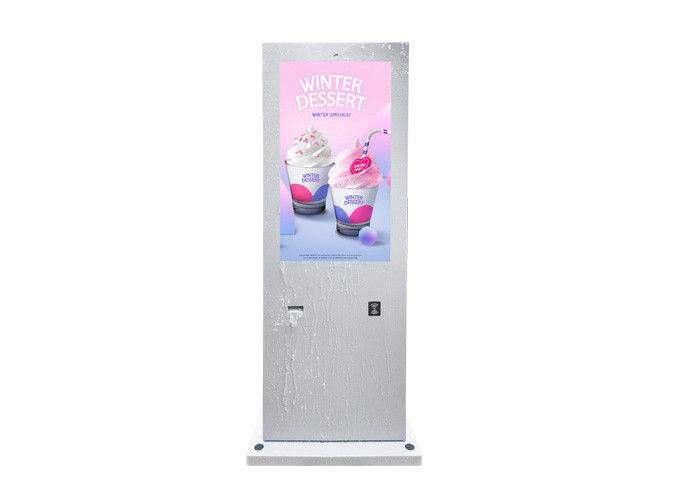 Soporte Lcd del piso que hace publicidad de la pantalla de visualización al aire libre del quiosco de la señalización de Digitaces de la prenda impermeable de la exhibición
